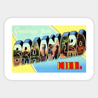 Greetings from Brainerd, Minnesota - Vintage Large Letter Postcard Sticker